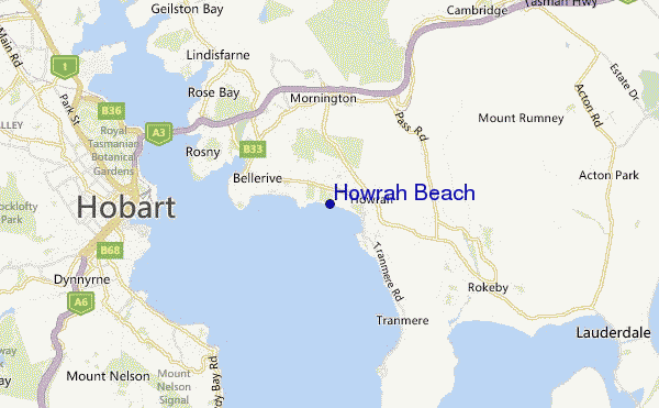 locatiekaart van Howrah Beach
