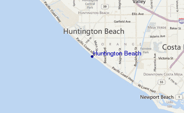 locatiekaart van Huntington Beach