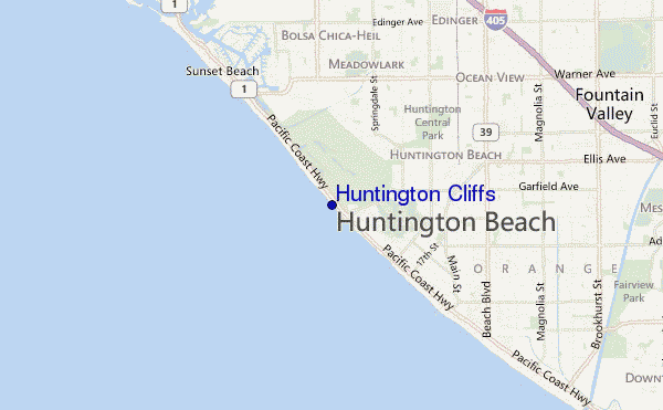 locatiekaart van Huntington Cliffs
