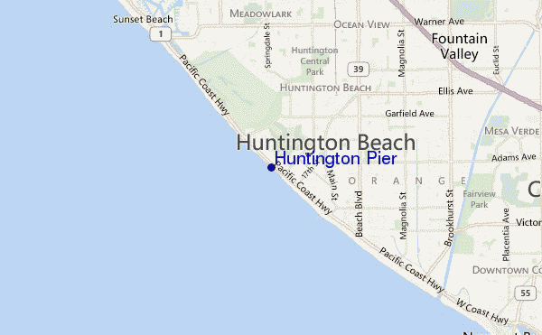 locatiekaart van Huntington Pier