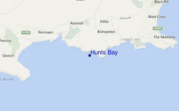 locatiekaart van Hunts Bay