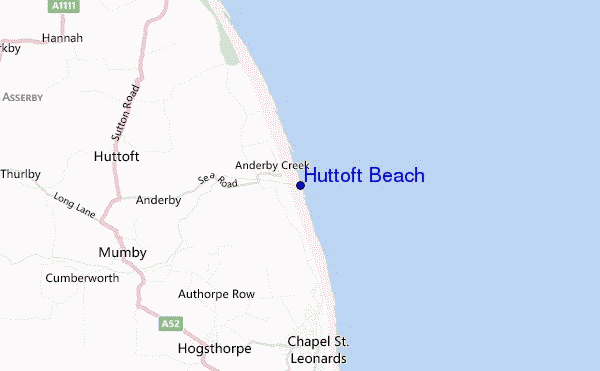 locatiekaart van Huttoft Beach