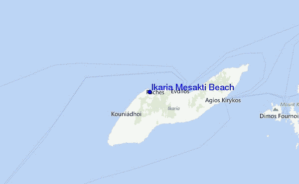 Ikaria Mesakti Beach Location Map