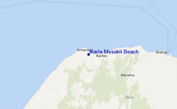 locatiekaart van Ikaria Mesakti Beach