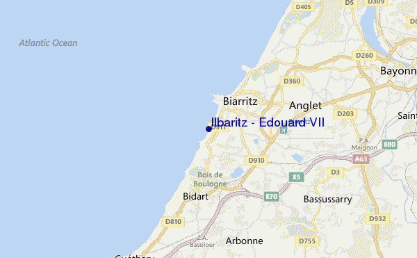 locatiekaart van Ilbaritz - Edouard VII