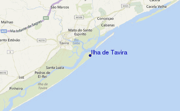 locatiekaart van Ilha de Tavira