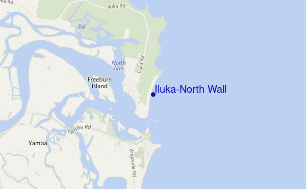 locatiekaart van Iluka-North Wall