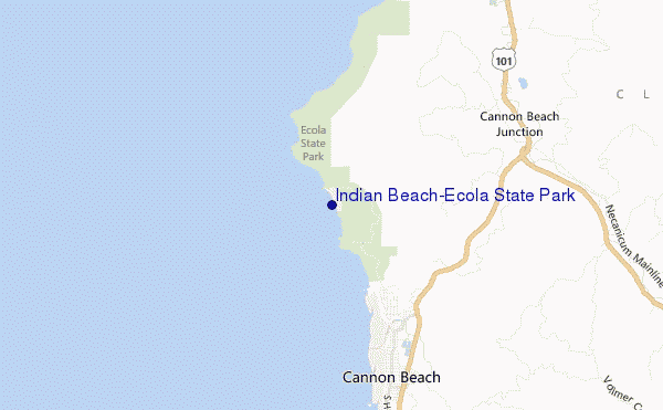locatiekaart van Indian Beach/Ecola State Park