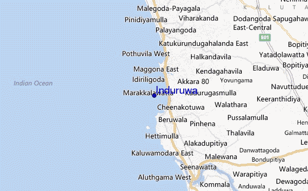 locatiekaart van Induruwa
