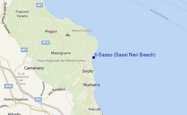 locatiekaart van Il-Sasso (Sassi Neri Beach)