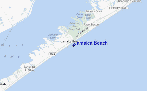 locatiekaart van Jamaica Beach