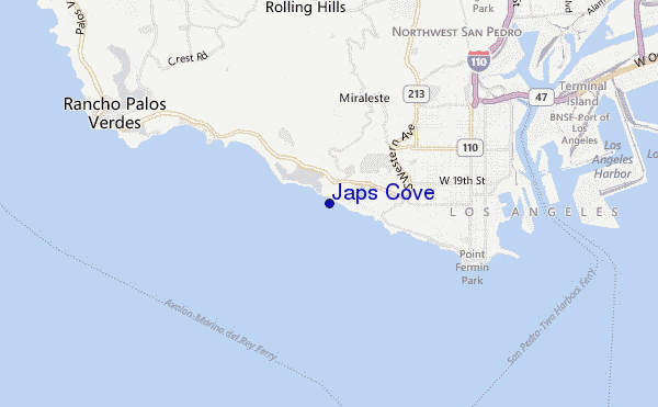 locatiekaart van Japs Cove