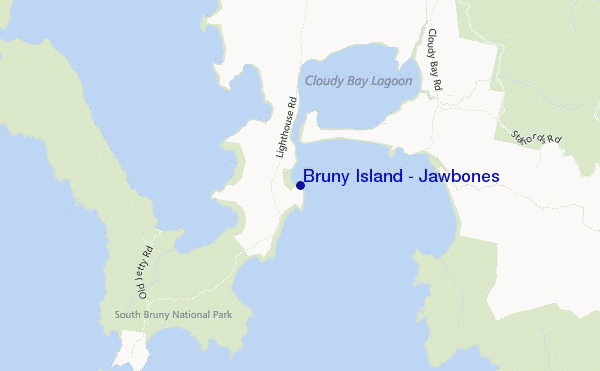 locatiekaart van Bruny Island - Jawbones