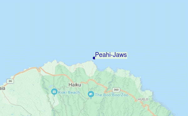 locatiekaart van Peahi/Jaws