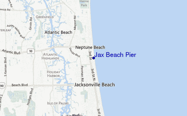 locatiekaart van Jax Beach Pier
