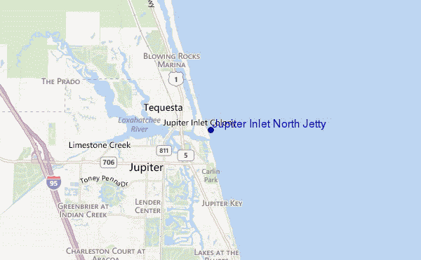 locatiekaart van Jupiter Inlet North Jetty