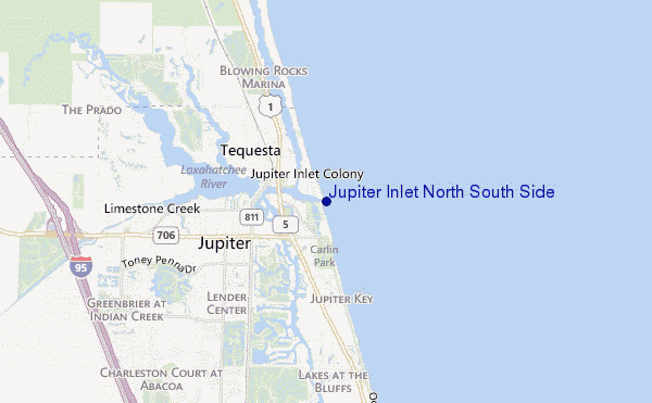 locatiekaart van Jupiter Inlet North South Side