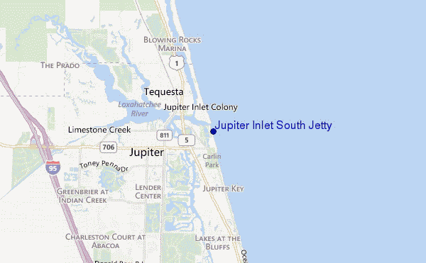 locatiekaart van Jupiter Inlet South Jetty