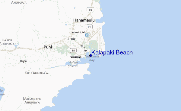 locatiekaart van Kalapaki Beach