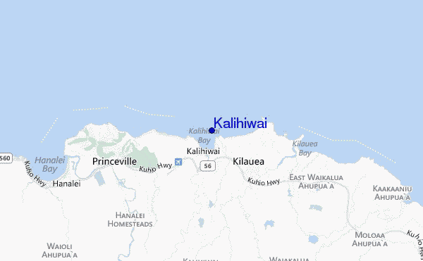 locatiekaart van Kalihiwai