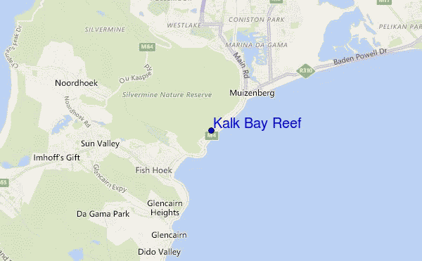 locatiekaart van Kalk Bay Reef
