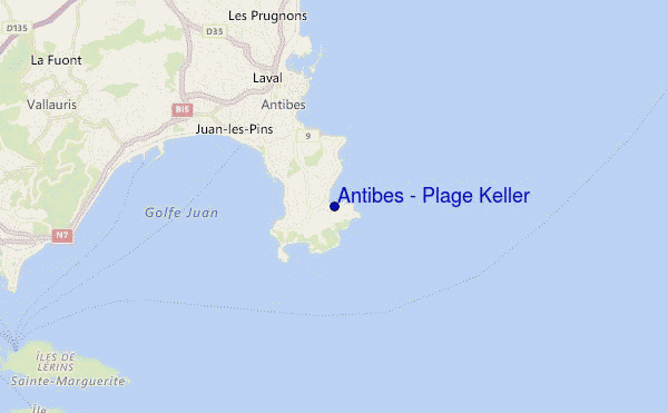 locatiekaart van Antibes - Plage Keller