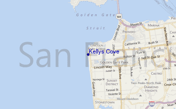 locatiekaart van Kellys Cove