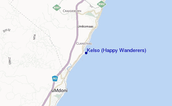 locatiekaart van Kelso (Happy Wanderers)