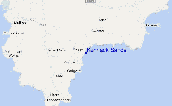 locatiekaart van Kennack Sands
