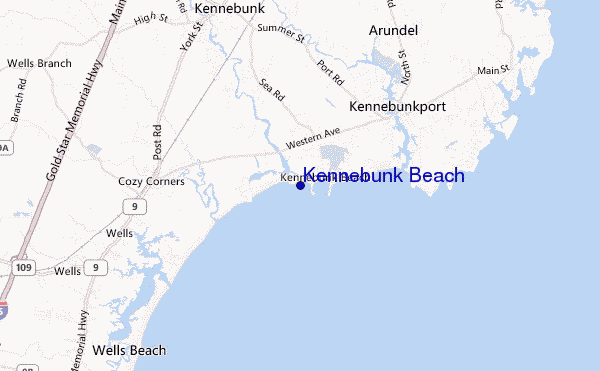 locatiekaart van Kennebunk Beach