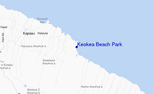locatiekaart van Keokea Beach Park