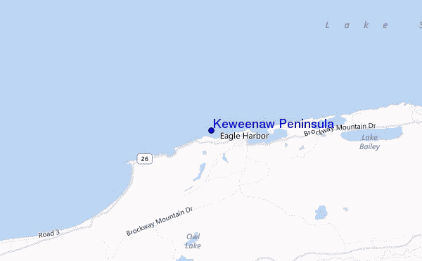 locatiekaart van Keweenaw Peninsula