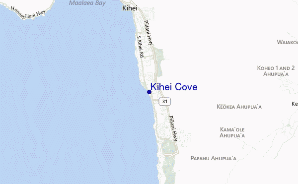 locatiekaart van Kihei Cove