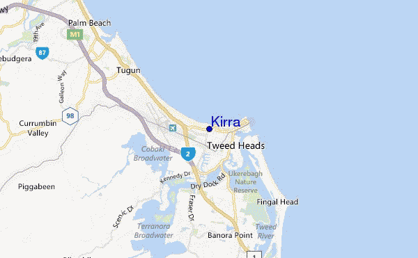 locatiekaart van Kirra
