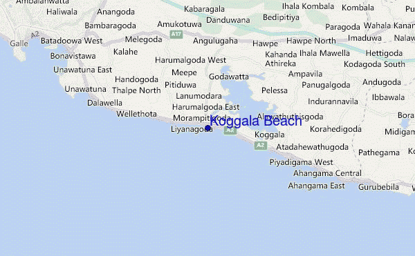 locatiekaart van Koggala Beach