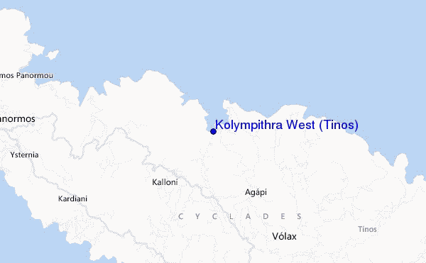 locatiekaart van Kolympithra West (Tinos)