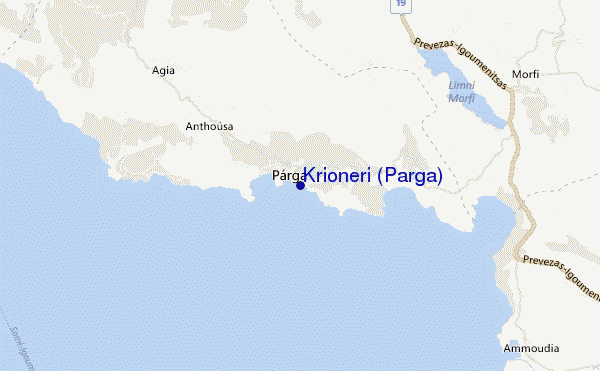 locatiekaart van Krioneri (Parga)