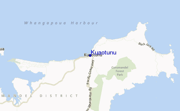 locatiekaart van Kuaotunu