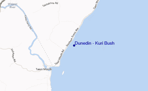 locatiekaart van Dunedin - Kuri Bush