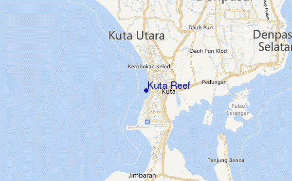 locatiekaart van Kuta Reef