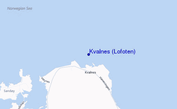 locatiekaart van Kvalnes (Lofoten)