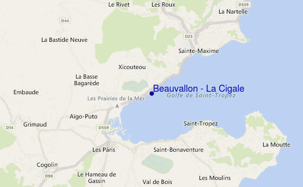locatiekaart van Beauvallon - La Cigale