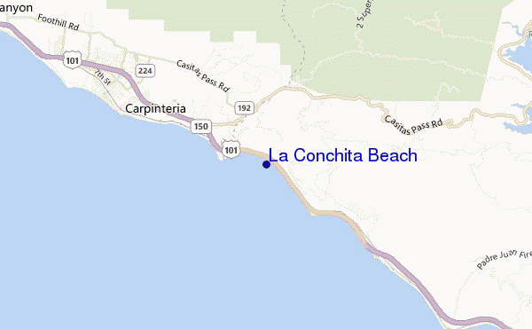 locatiekaart van La Conchita Beach
