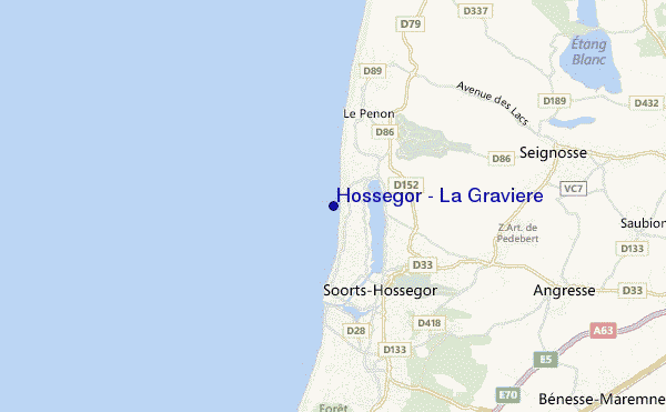 locatiekaart van Hossegor - La Graviere