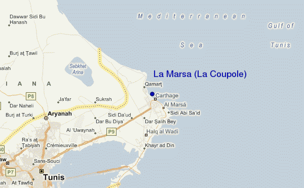 locatiekaart van La Marsa (La Coupole) Tunis