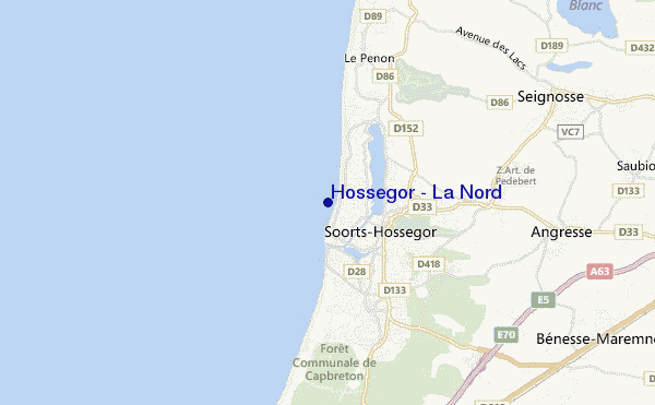locatiekaart van Hossegor - La Nord