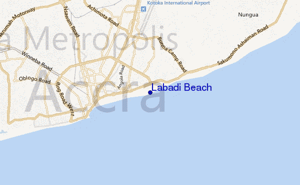 locatiekaart van Labadi Beach