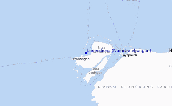 locatiekaart van Lacerations (Nusa Lembongan)