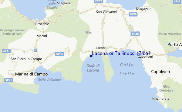 locatiekaart van Lacona or Tallinucci (Elba)