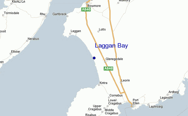 locatiekaart van Laggan Bay (Islay)